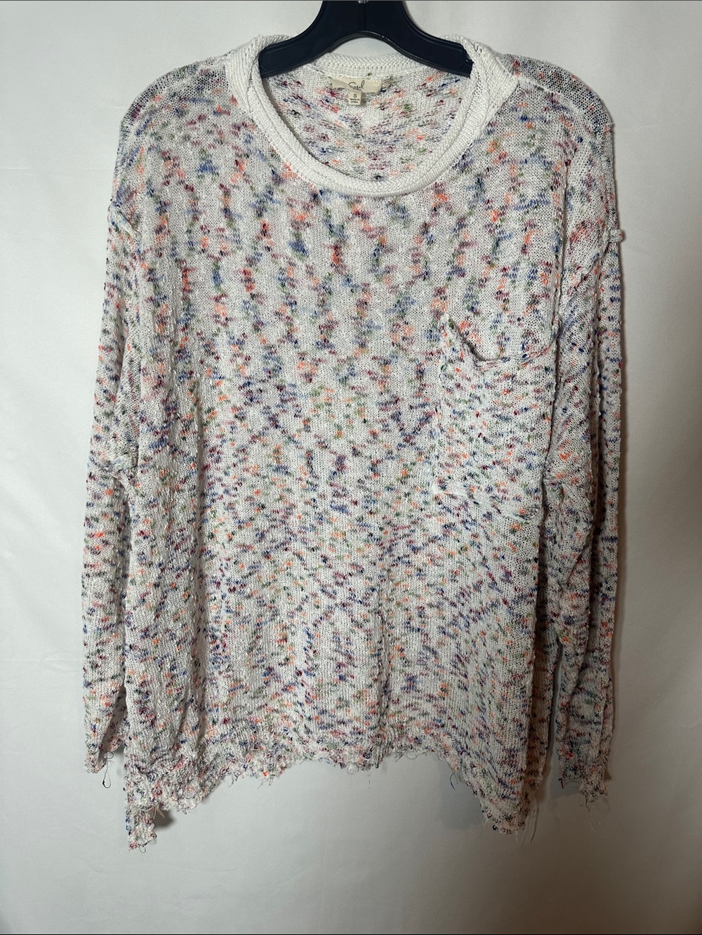 easel White Confetti Scoopneck Sweater with Multicolor Speckles